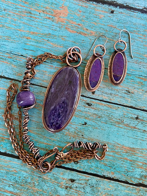 Purple Charoite Copper Pendant