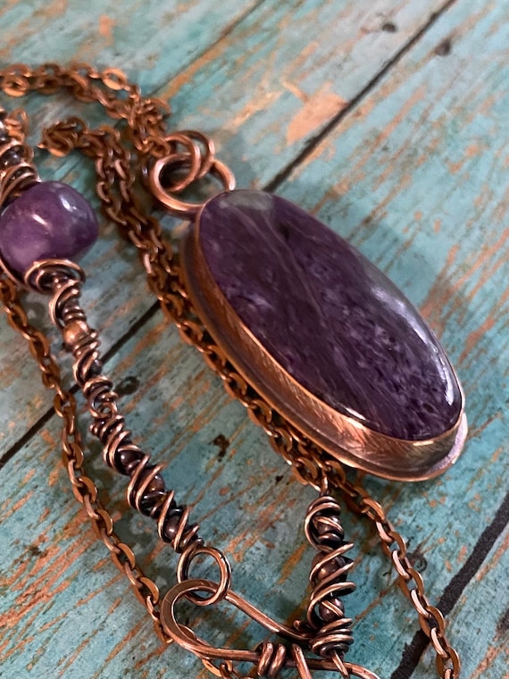 Purple Charoite Copper Pendant