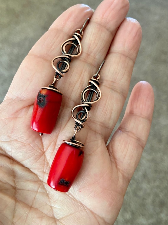 Blue Stone Copper Earrings
