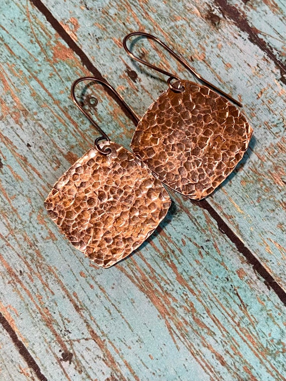 Small Rustic Square Hammered Copper Set