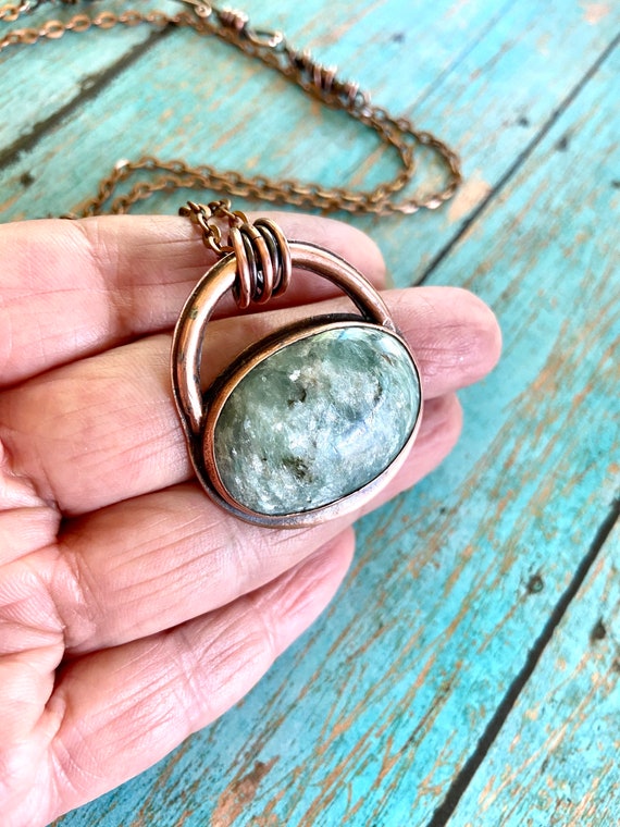 Rustic Paisley Boho Copper Stone Pendant