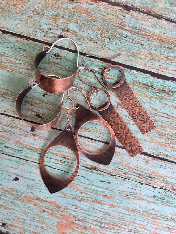 Copper Red Coral Earrings