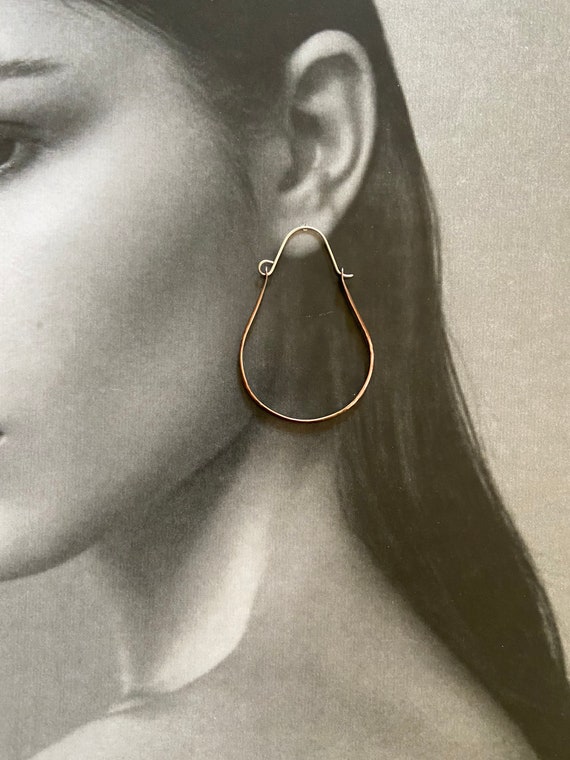 Stamped Oval Copper Stamped Hoops