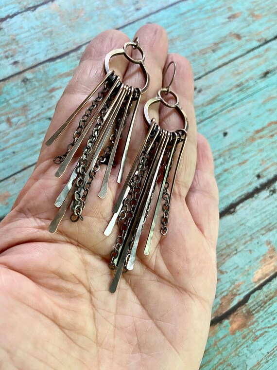 Long Copper Disks Earrings
