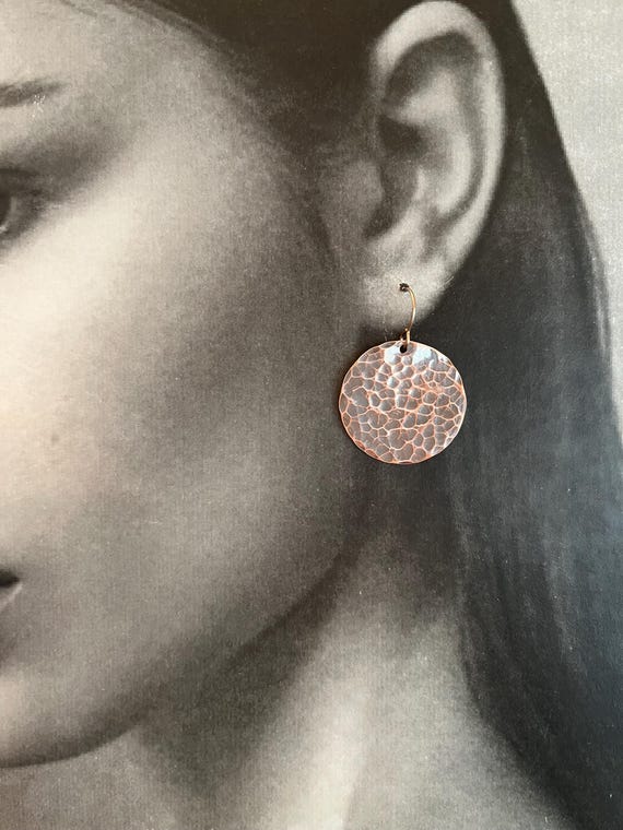 Small Copper Disk Earrings