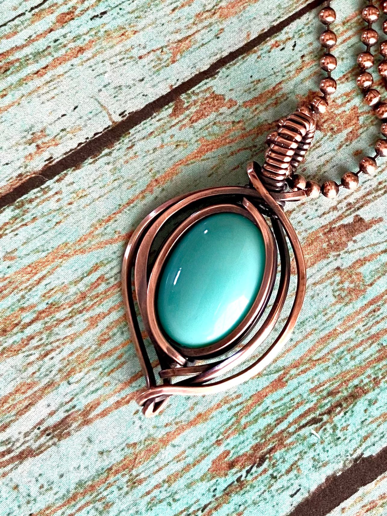 Light Blue Turquoise Copper Pendant