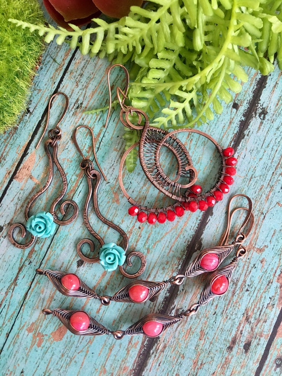 Wire Wrapped Amazonite Boho Jewelry Set