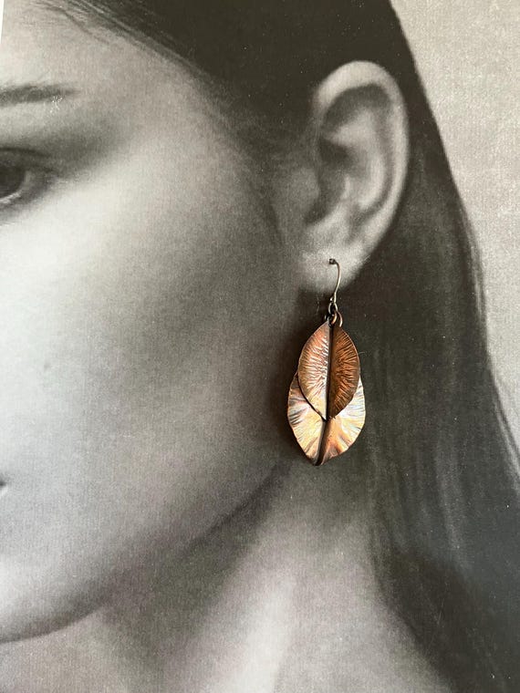 FoldFormed Copper Leaf Dangle Earrings