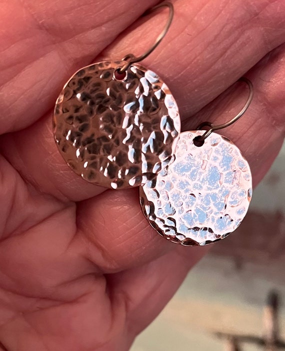 Small Copper Disk Earrings