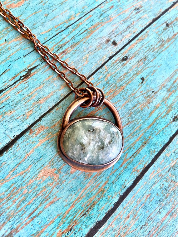 Rustic Paisley Boho Copper Stone Pendant