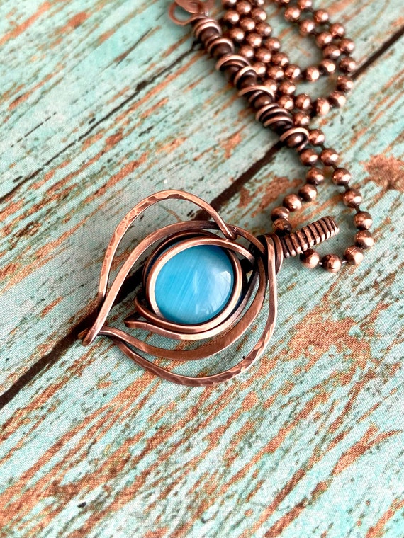 Light Blue Turquoise Copper Pendant