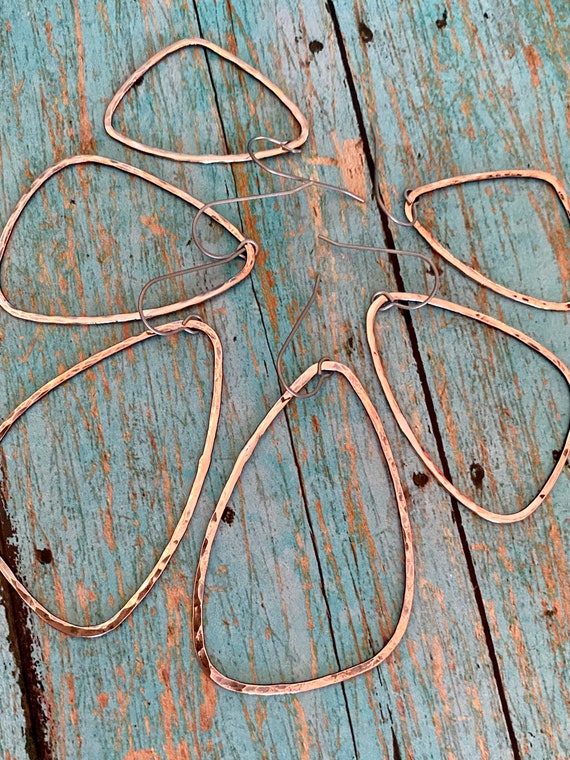 Lightweight Large Hammered Copper Hoop Earrings