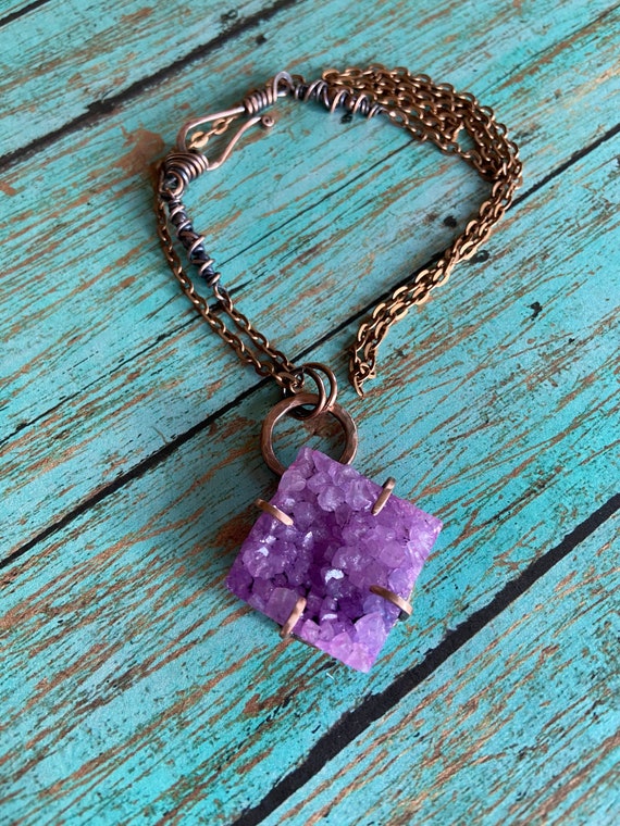 Purple Quartz Druzy Pendant