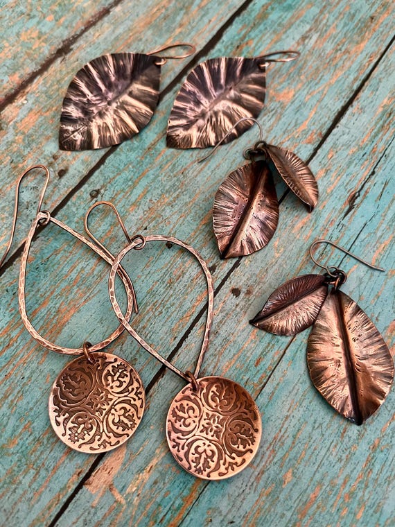 Fold Formed Copper Leaf Pendant