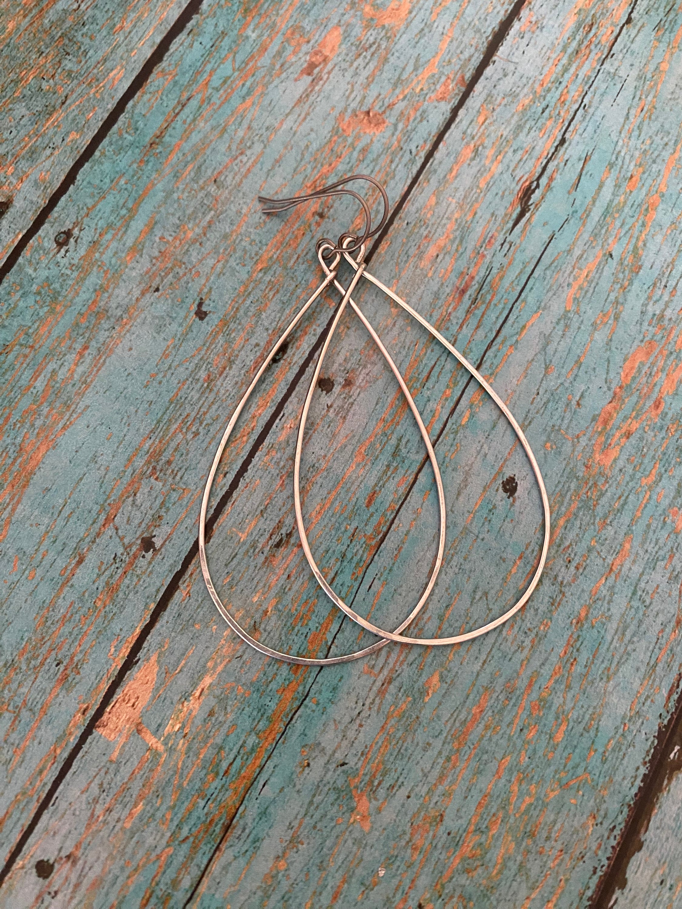 Lightweight Long Minimalistic Teardrop Silver Plated Hoop Earrings