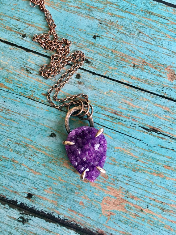 Purple Quartz Druzy Pendant