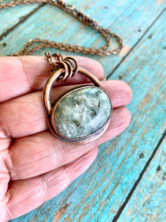 Rustic Paisley Boho Copper Stone Pendant