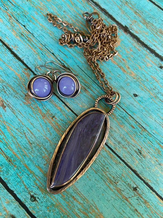 Rustic Purple Charoite Jade Copper Set