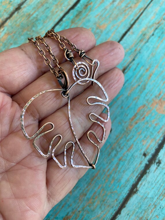 Copper Monstera Necklace