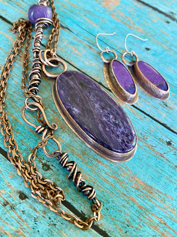 Purple Charoite Copper Pendant