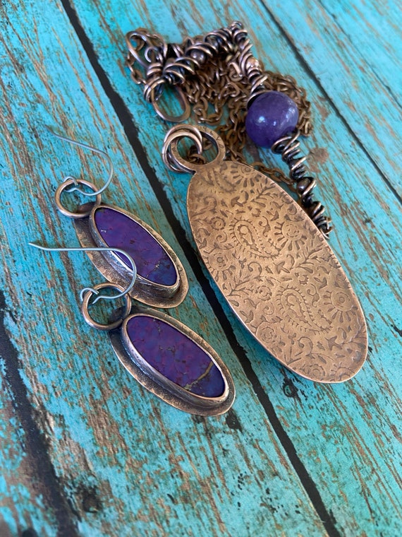Purple Charoite Copper Pendant
