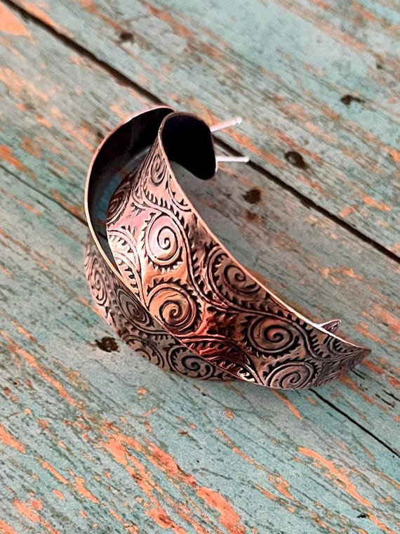 Lightweight Concave Copper Post Earrings