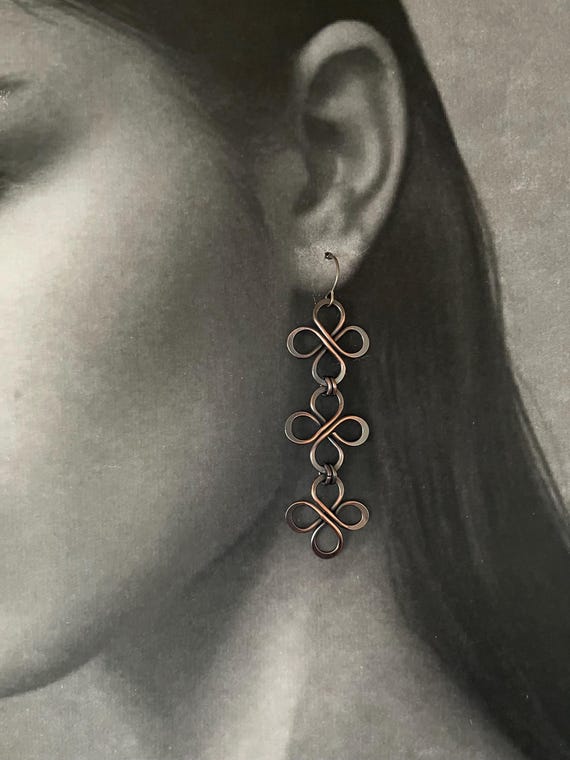 Three Tier Copper Wire Earrings