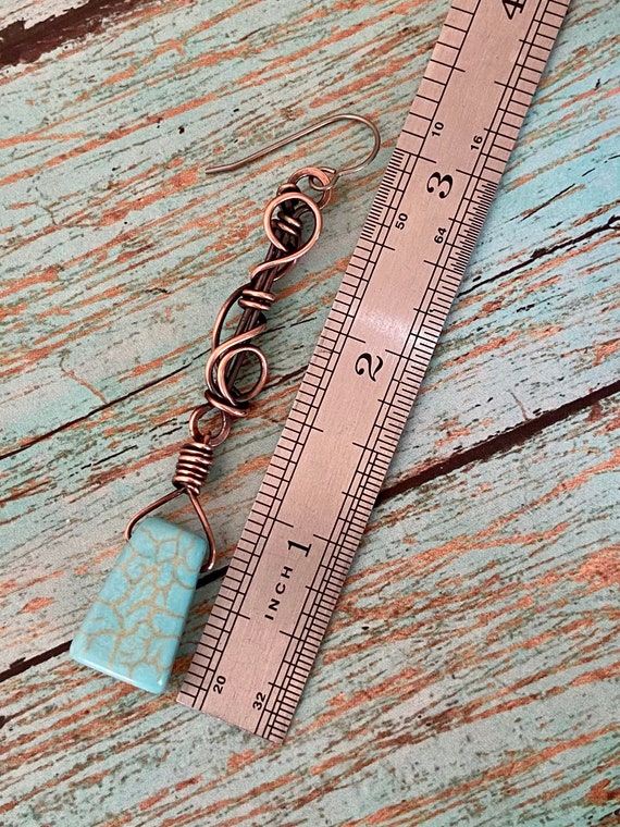 Blue Stone Copper Earrings