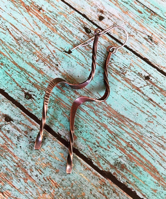 Twisted Spiral Copper Earrings