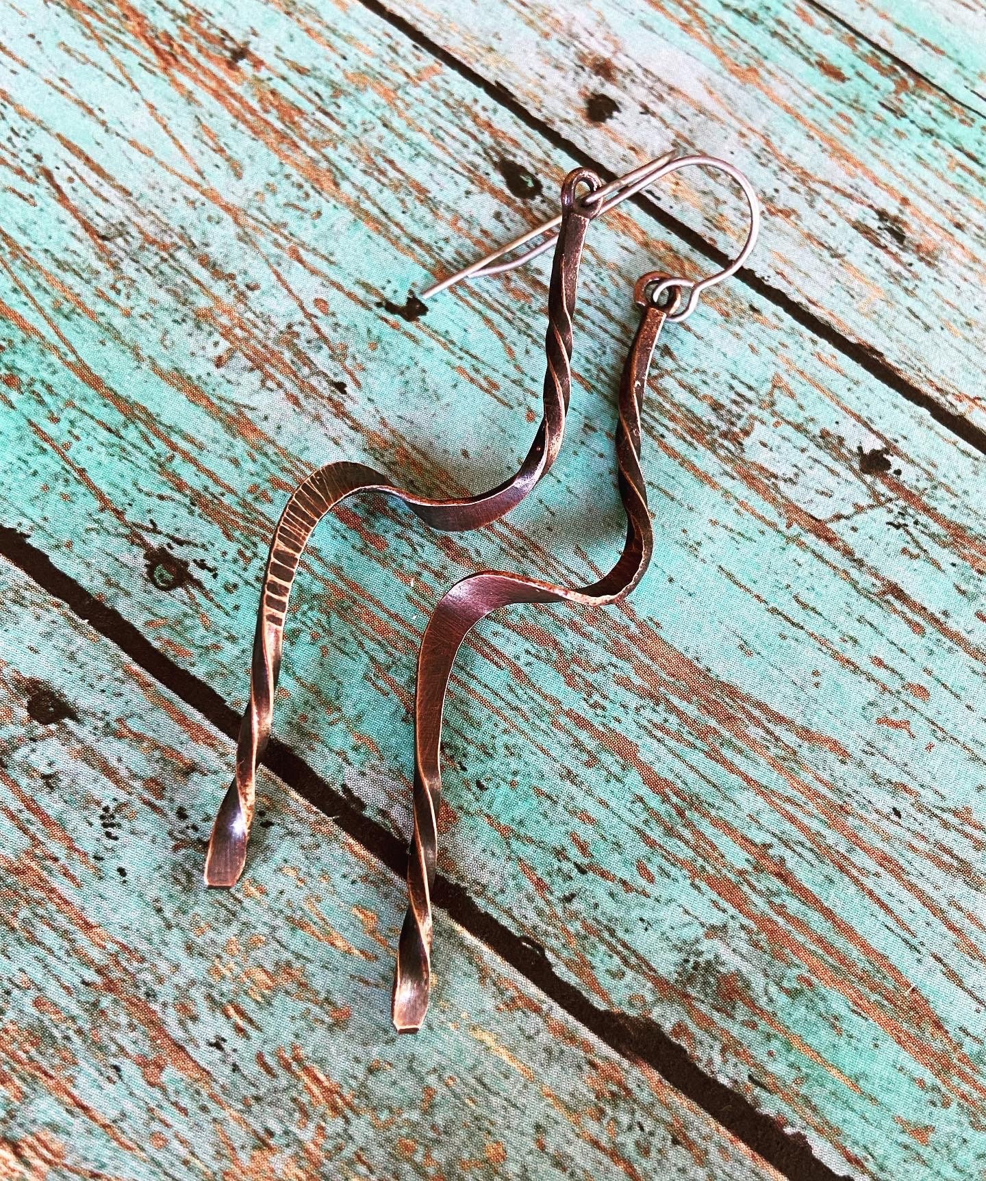Twisted Spiral Copper Earrings