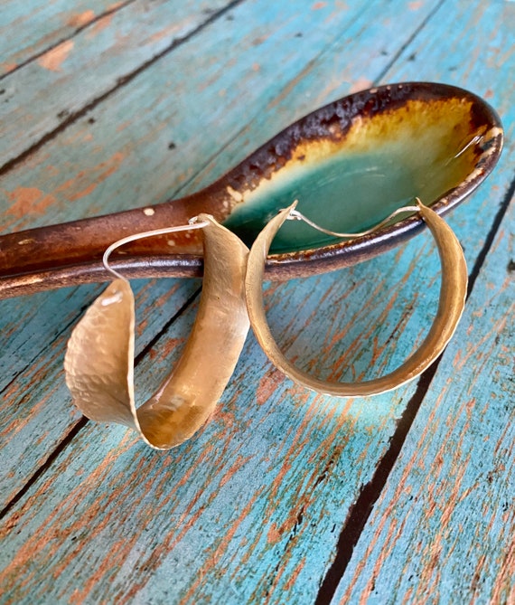 Saddle Brass Hoop Earrings