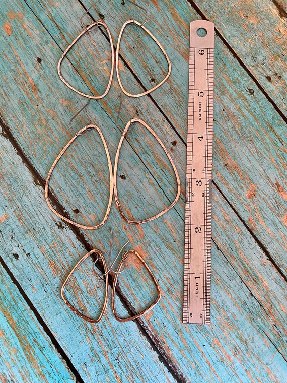 Lightweight Large Hammered Copper Hoop Earrings