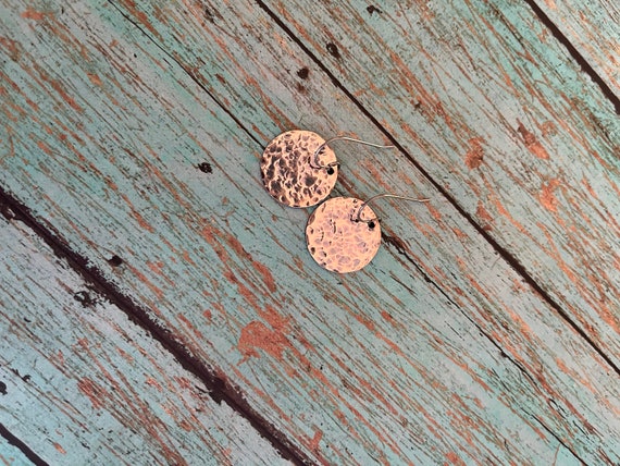 Small Copper Disk Earrings