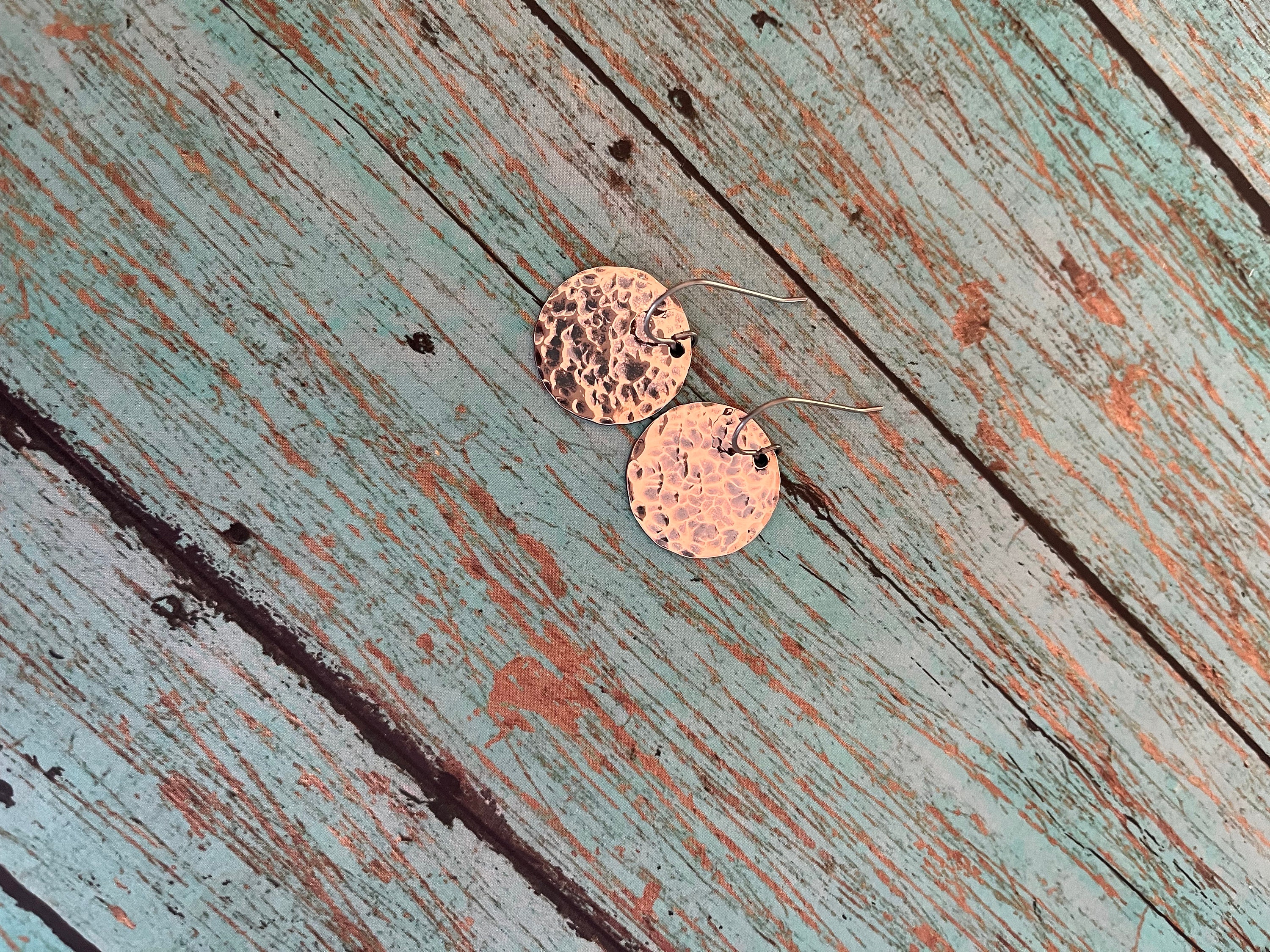 Small Copper Disk Earrings