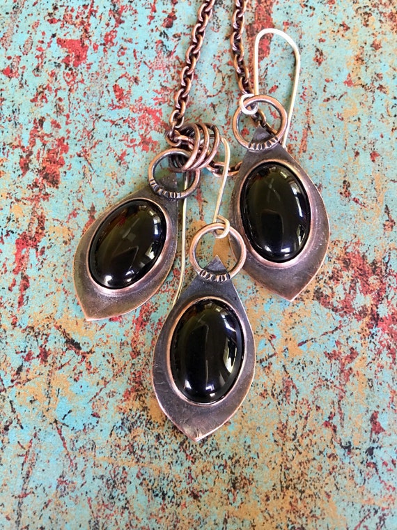 Black Agate Copper Set