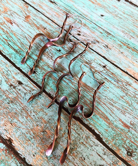 Twisted Spiral Copper Earrings