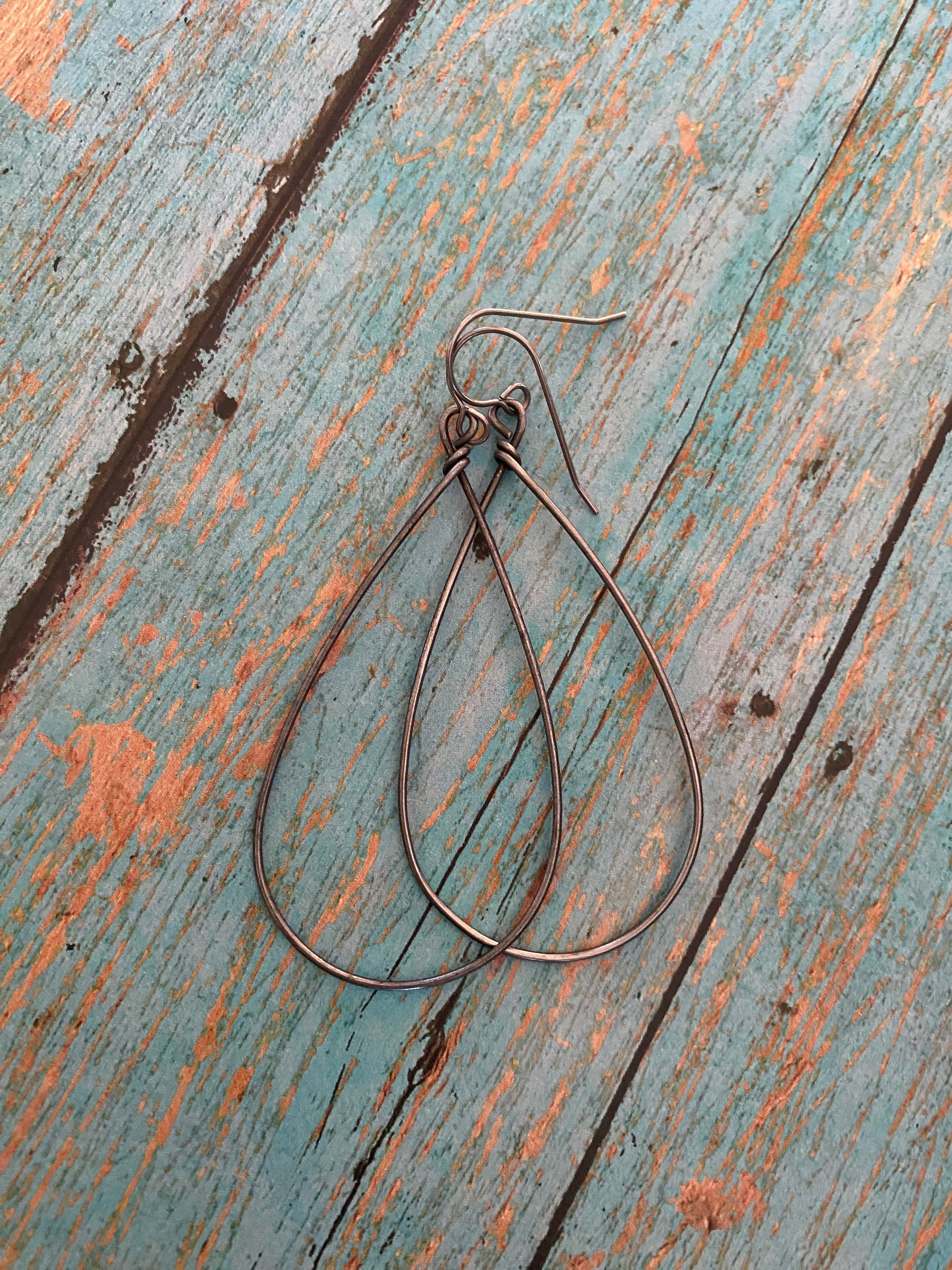 Lightweight Long Minimalistic Teardrop Stainless Steel Hoop Earrings