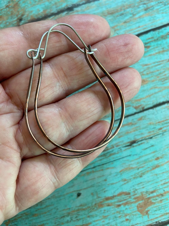 Stamped Oval Copper Stamped Hoops