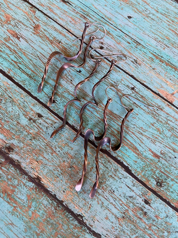 Twisted Spiral Copper Earrings