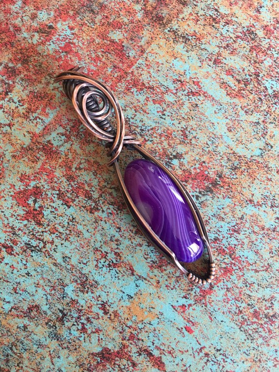 Purple Banded Agate Pendant