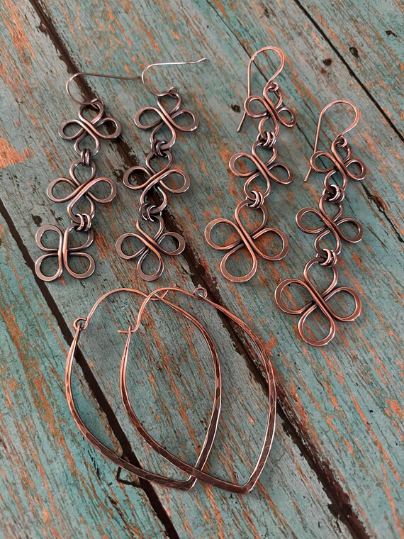 Three Tier Copper Wire Earrings