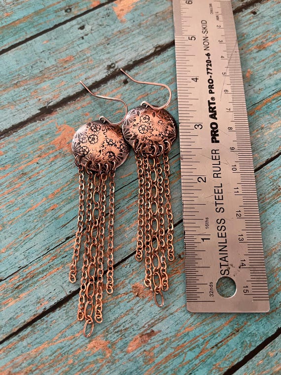 Long Copper Fringe Earrings