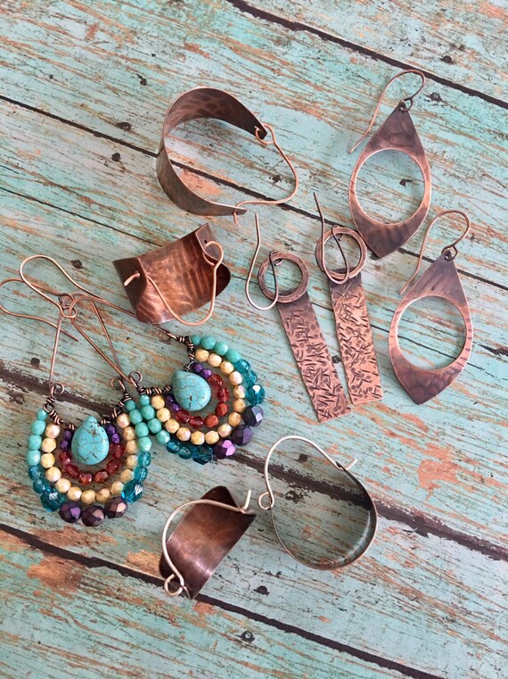 Copper Red Coral Earrings