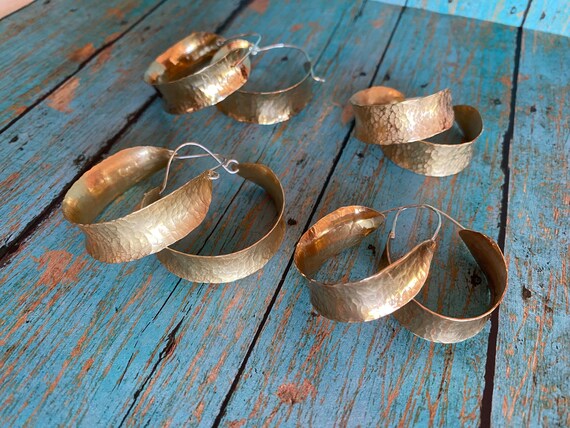 Saddle Brass Hoop Earrings