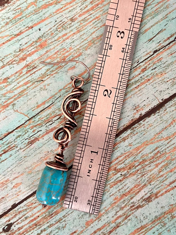 Blue Stone Copper Earrings