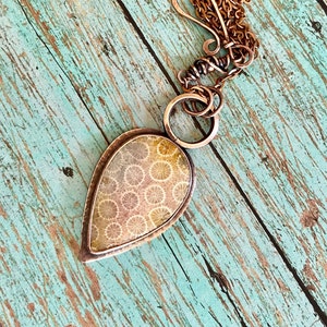 Fossil Coral Copper Necklace|Rustic Boho Copper Necklace|7th Anniversary Gift|Artisan Metalwork Necklace|Hand Fabricated Statement Necklace