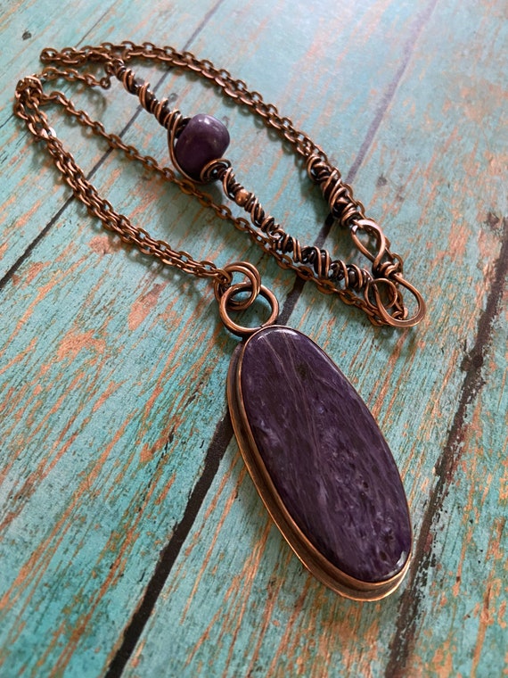 Purple Charoite Copper Pendant