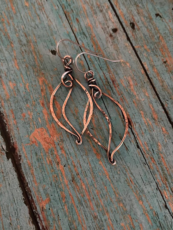 Lightweight Copper Fall Leaf Earrings