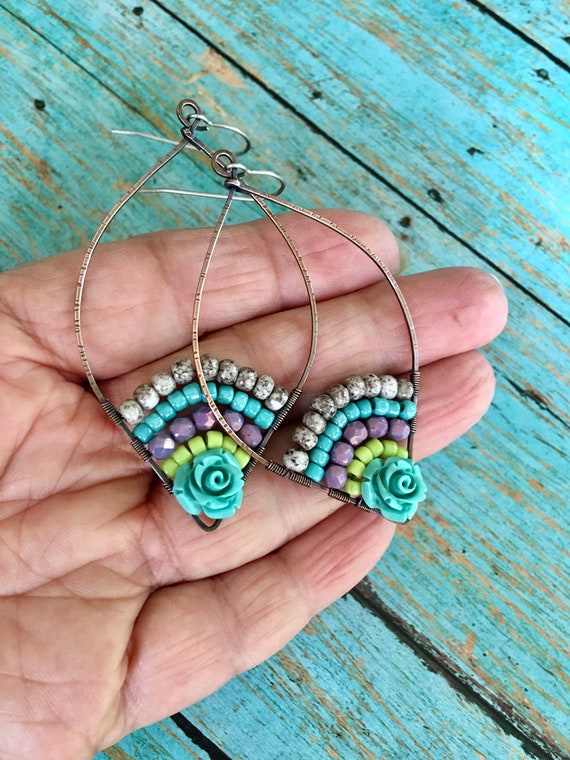 Large Lotus Petal Hoop Earrings