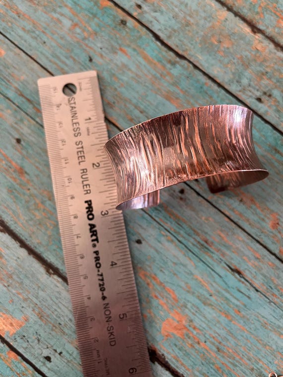 Concave Solid Copper Textured Cuff Bracelet